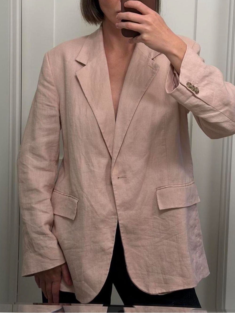 & Other Stories Light Pink Linen Blazer
